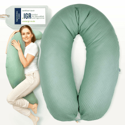 👶 Sei Design XXL Stillkissen 190x30 mit Musselin-Bezug - Schwangerschaftskissen Seitenschläferkissen Komfortkissen Angebot bei HelloDeals