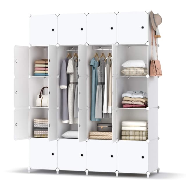 HOMIDEC Kleiderschrank - Tragbares Regalsystem aus Kunststoff ⭐️