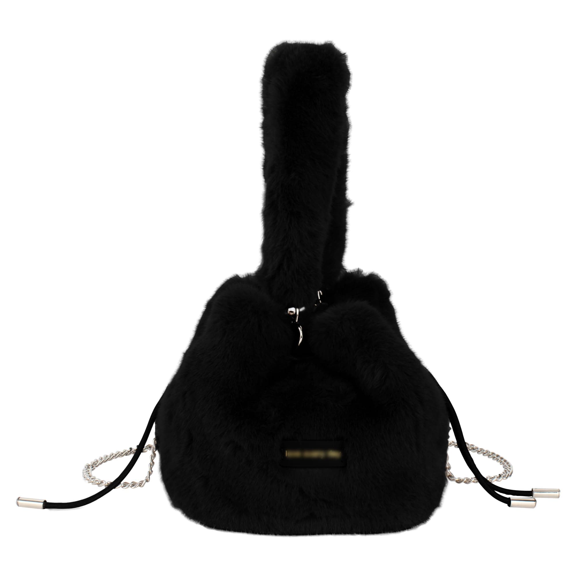 Meliyya Damen Fellimitat Plüsch Umhängetasche mit Ketten Gurt A-schwarz 🎒🌟