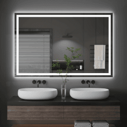 Dripex Badspiegel mit Beleuchtung Led Spiegel mit Touch-Schalter, Dimmbar, 3 Lichtfarbe Einstellbare Badezimmerspiegel mit Beleuchtung