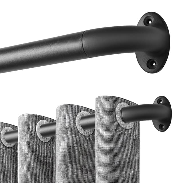 🌟 Angebot! Qlfyuu Gardinenstange Schwarz Metall Vorhangstangen Ausziehbar 76-150cm