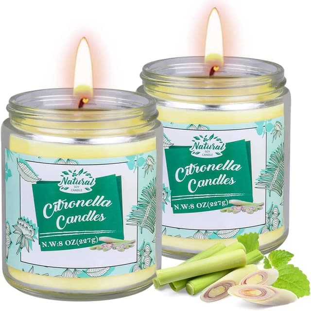 Citronella Kerze Outdoor im Glas, 2 Stück - Sommergeschenk 🎁