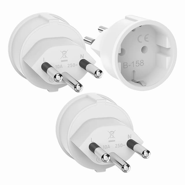 🔌🌍 3 Stück Schweiz Reiseadapter | Adapter Steckdose | Typ J Schweizer Reisestecker