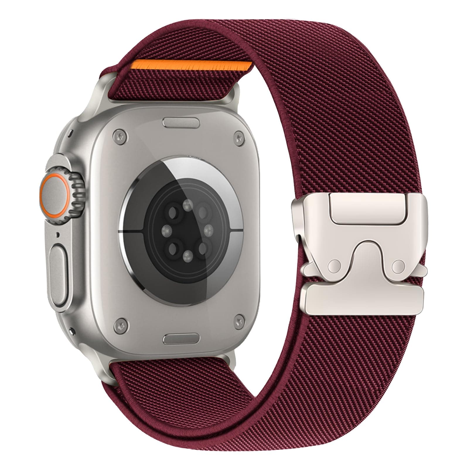 Elastisches Armbänder für Apple Watch Ultra/2 Armband 49mm 46mm 40mm 44mm 45mm 41mm 42mm 38mm,Nylon Stoff Band Fallschirmverschluss Sport Strap für Apple Watch 10 iWatch 9 8 7 6 5 4 3 SE/2 Apfelband 08-Weinrot 49/46/45/44/42 mm-S 3 2 1