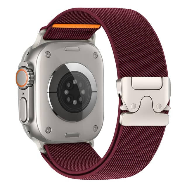 Elastisches Armbänder für Apple Watch Ultra/2 Armband 49mm 46mm 40mm 44mm 45mm 41mm 42mm 38mm,Nylon Stoff Band Fallschirmverschluss Sport Strap für Apple Watch 10 iWatch 9 8 7 6 5 4 3 SE/2 Apfelband 08-Weinrot 49/46/45/44/42 mm-S 3 2 1
