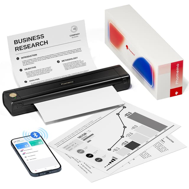 🖨️ Phomemo M08E Mobiler Drucker A4 für Unterwegs - Tragbarer Thermodrucker A4 Kabelloser Bluetooth Drucker - Drucker Ohne Tinte 🖨️
