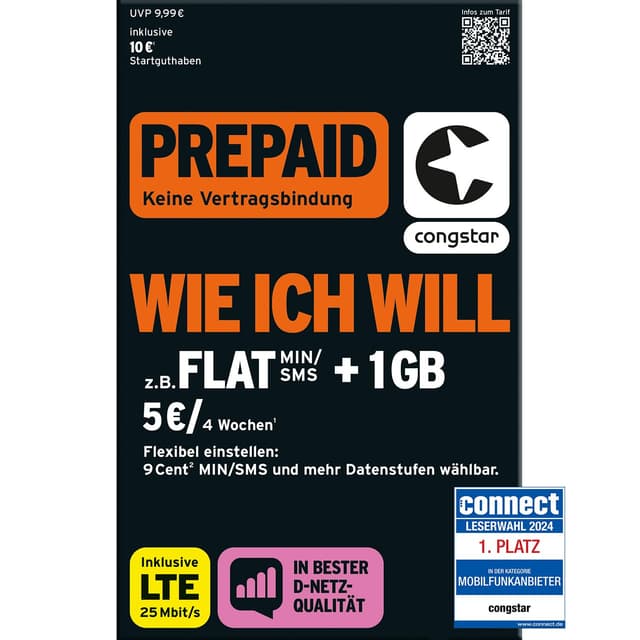 📱🔥 congstar Prepaid wie ich Will SIM-Karte ohne Vertrag I 10 EUR Startguthaben