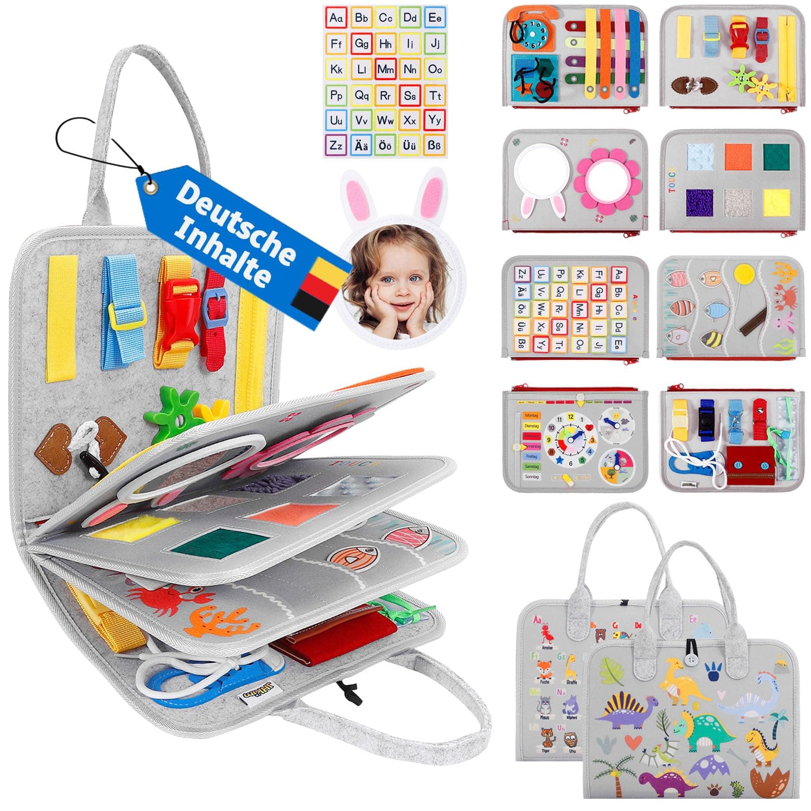 🎁 JHkim Montessori Busy Board Deutsch - Kinder Spielzeug ab 1-4 Jahre 👶🧩