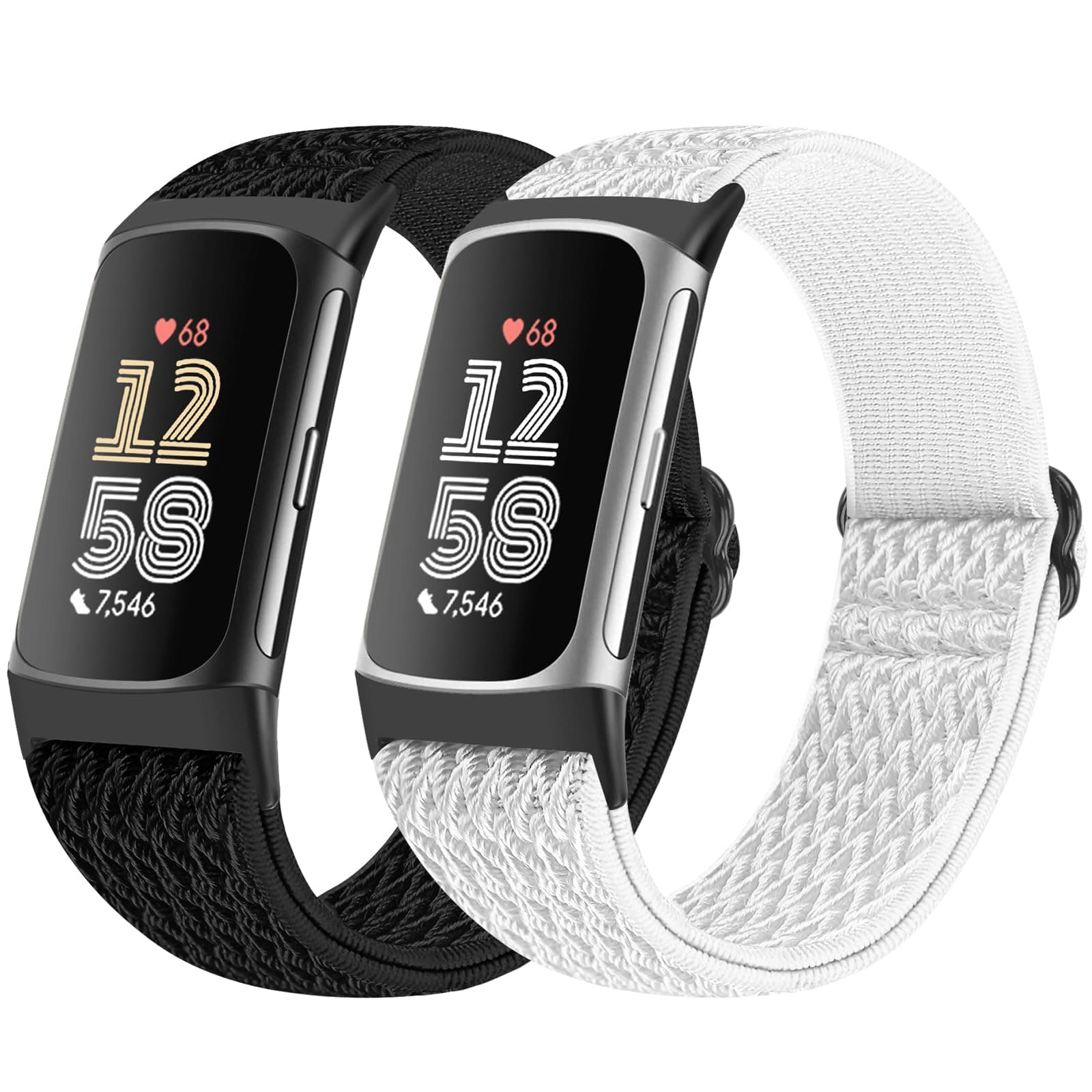 🌟 Bcuckood 2 Stück elastische Nylon Armband für Fitbit Charge 6/5 🌟