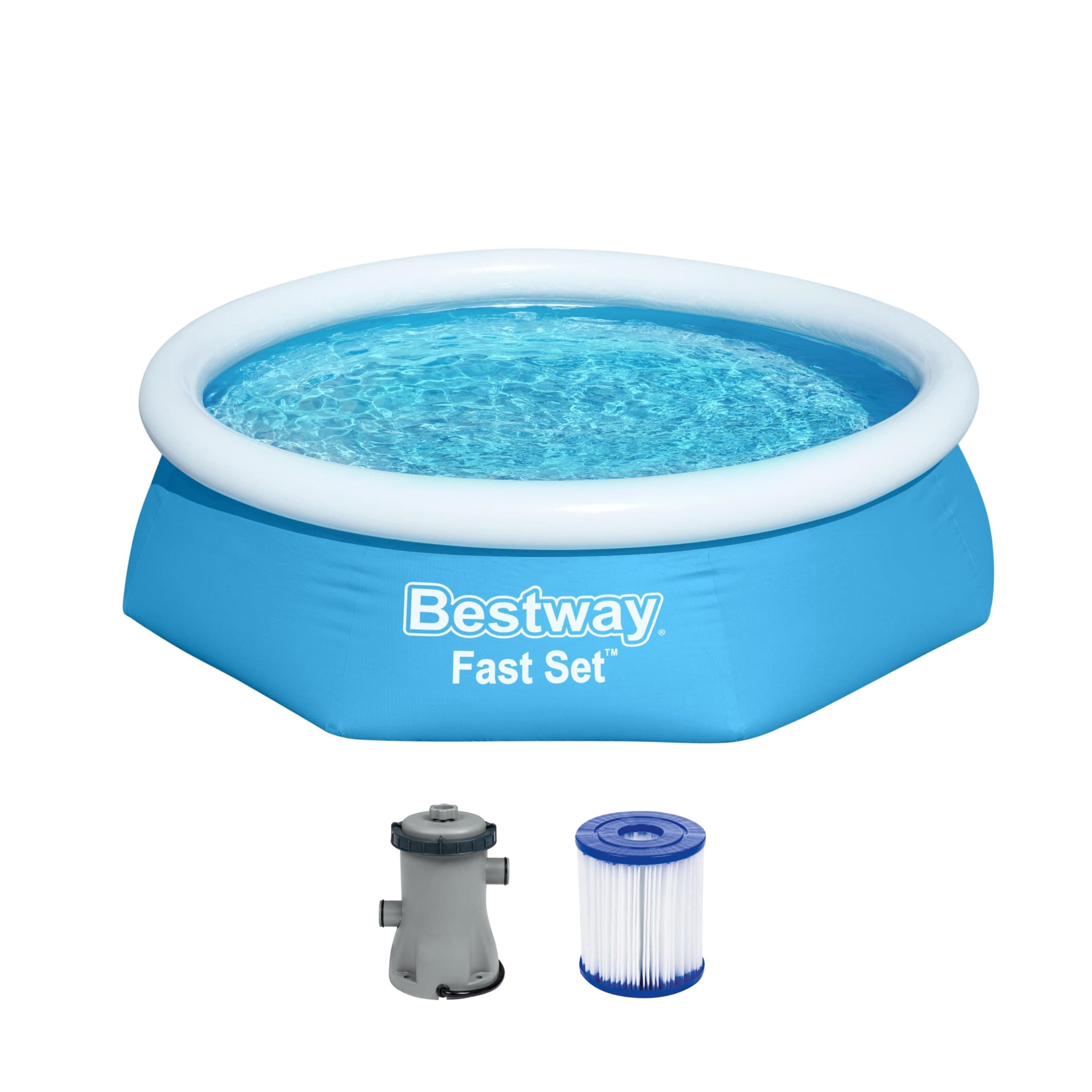 🏊‍♂️ Bestway Fast Set Aufstellpool-Set mit Filterpumpe Ø 244 x 61 cm, blau 🏊‍♀️