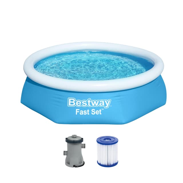 🏊‍♂️ Bestway Fast Set Aufstellpool-Set mit Filterpumpe Ø 244 x 61 cm, blau 🏊‍♀️