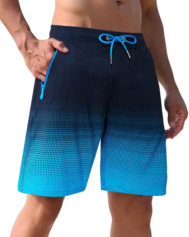 🏊 APTRO Herren Badeshorts Badehose Lang mit Mesh-Futter Schnelltrocknend Boardshorts Blau 4XL 🌊