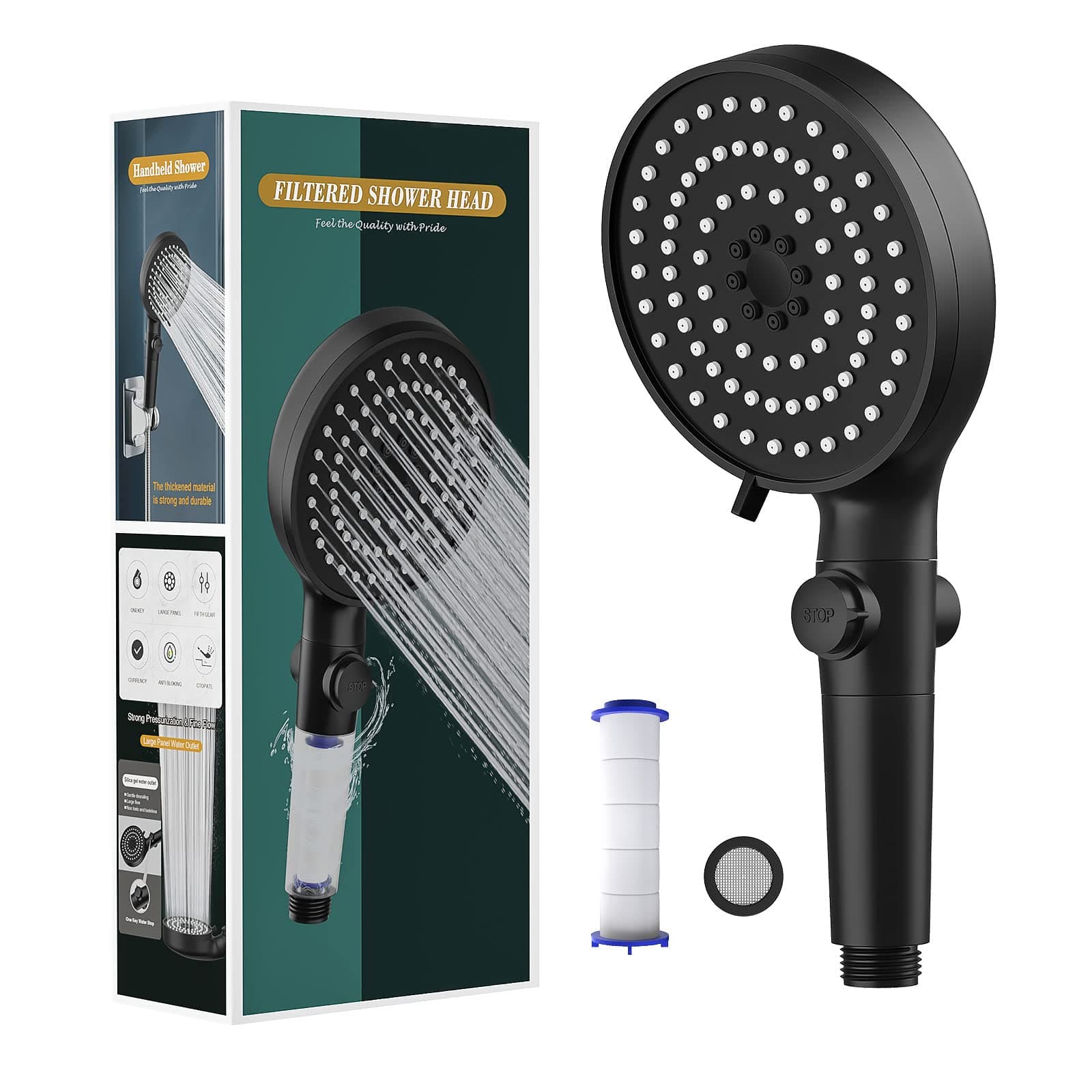 🚿 Duschkopf Wassersparend 135mm mit 3 Strahlarten - Premium Duschbrause