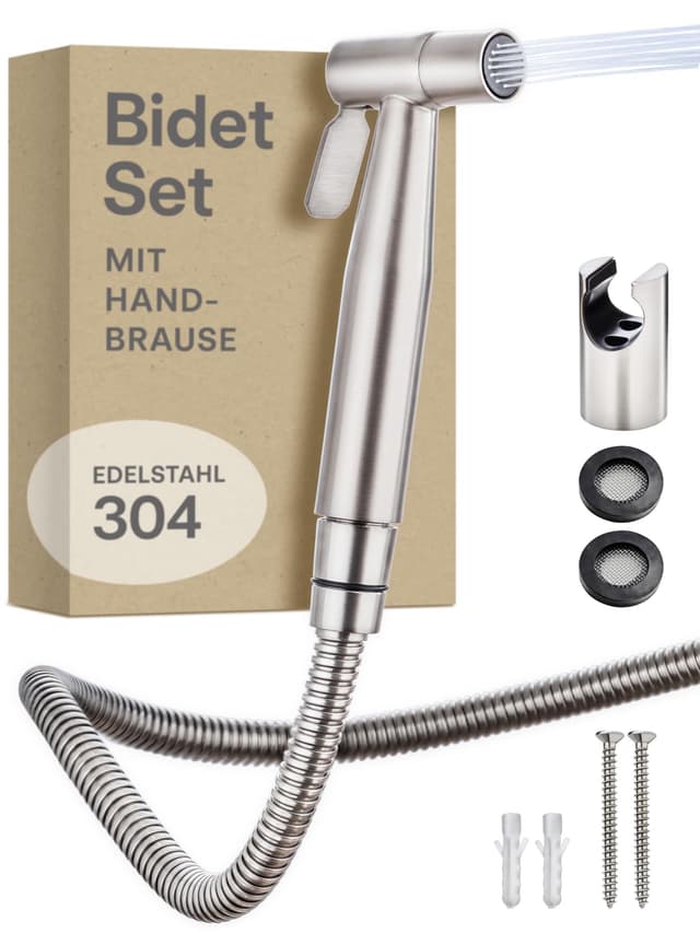 🚿 Praknu Bidet Set mit Handbrause, Schlauch & Halter Edelstahl Rostfrei - Inkl. 2 Dichtungen 🚽
