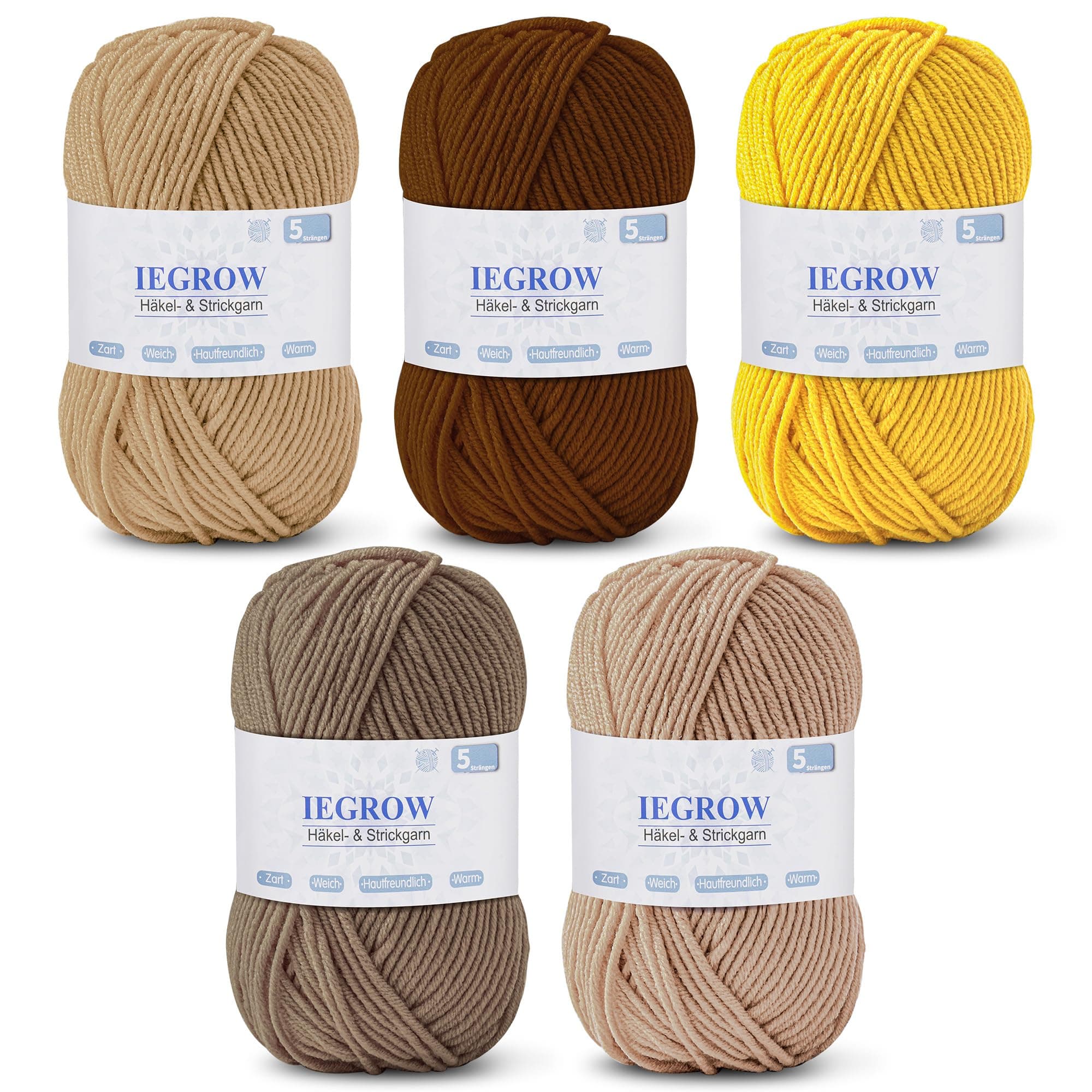 🧶 Häkelgarn (50g x 5 Farben) - Handstrickgarn-Sets