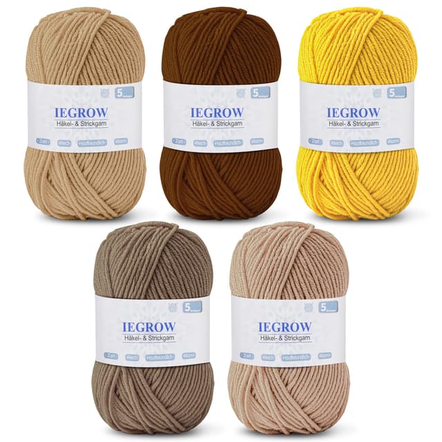 🧶 Häkelgarn (50g x 5 Farben) - Handstrickgarn-Sets