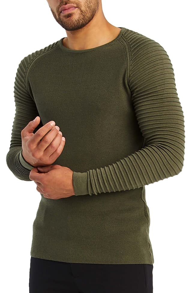 LEIF NELSON Herren Strickpullover Basic Rundhals Crew Neck Sweatshirt Langarm Sweater Feinstrick LN20729 M Khaki ✨👕