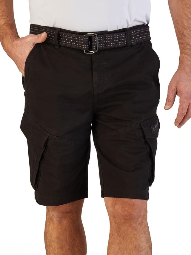 DENIMFY Cargo Shorts Herren Stretch mit Gürtel Regular Fit DFPhil Kurze Hosen Cargoshorts Sommer Schwarz Grün Beige S M L XL XXL 3XL 4XL 5XL XL Schwarz 🩳