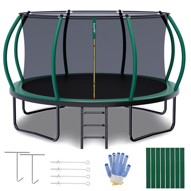 SAIBERTAN Trampolin Outdoor Ø 244/305/366cm | Kürbis-Design Bodentrampolin Outdoor 366cm/12ft 🎃🤸