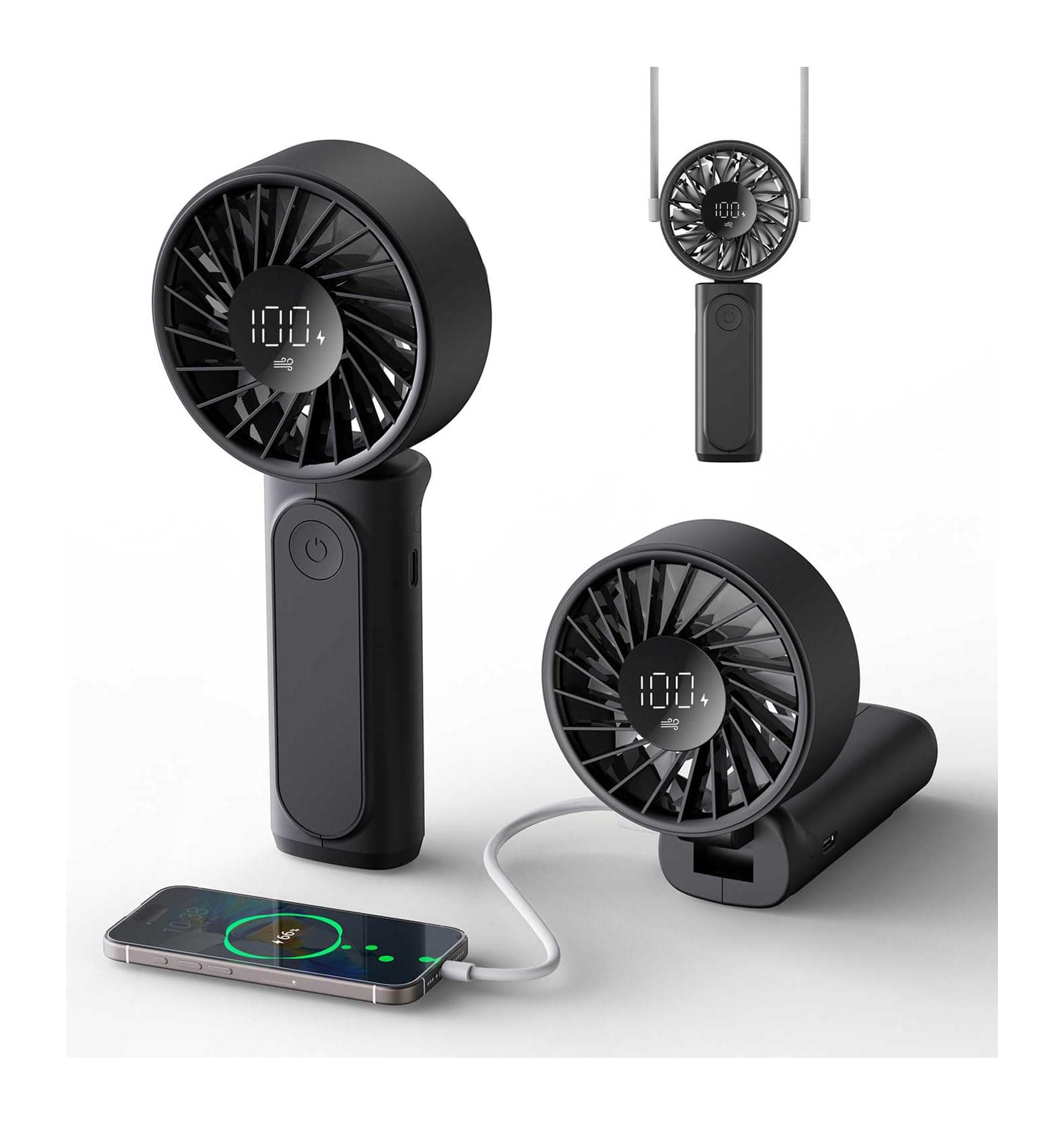 🌬️🔋 Tragbarer Mini Ventilator mit 6 Geschwindigkeitsstufen