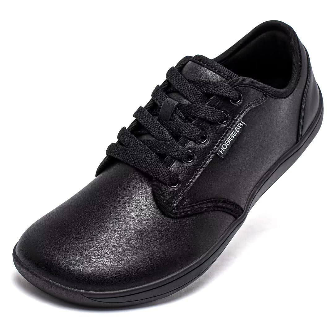 HOBIBEAR Unisex Breite Barfuss Schuhe Damen Herren Barfußschuhe Leder Minimalistische Outdoor Trail Running Walking Schuhe 41 EU Weit Schwarz 🏃‍♂️