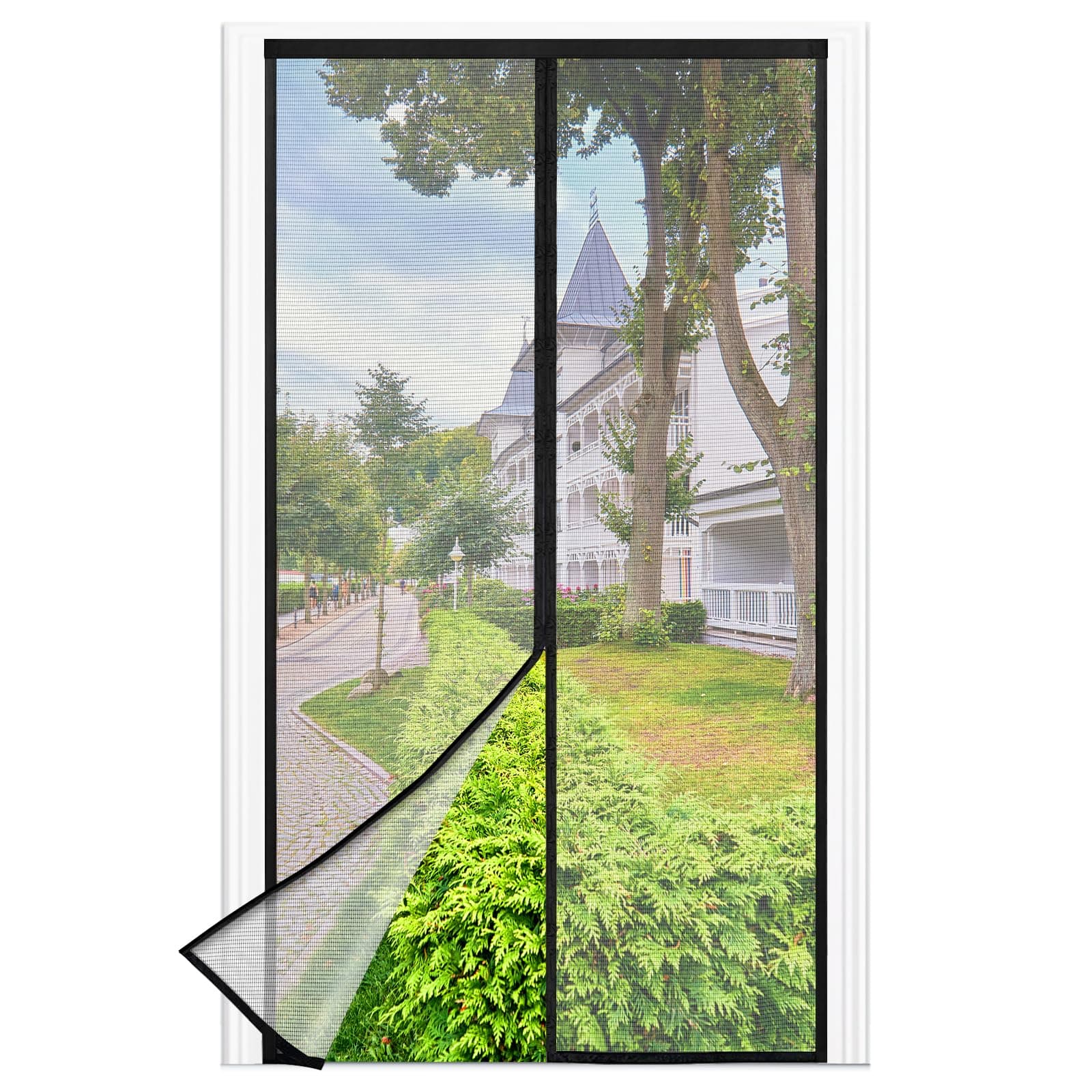 Fliegengitter Balkontür Magnet, 75 * 210cm Schwarz - Insektenschutz Tür 🦟🚪