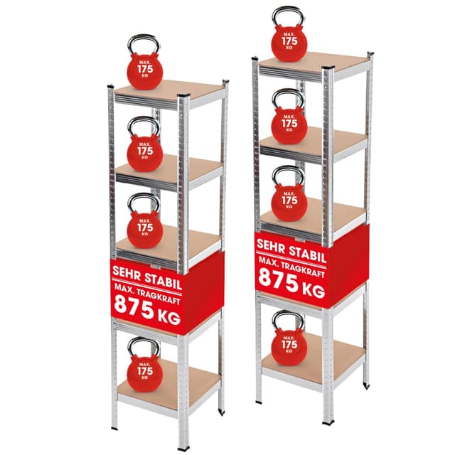 🔥 EASYmaxx Schwerlastregal 2er-Set 40x40x180 cm | 875 kg Traglast | Regal und Werkbank 🛠️