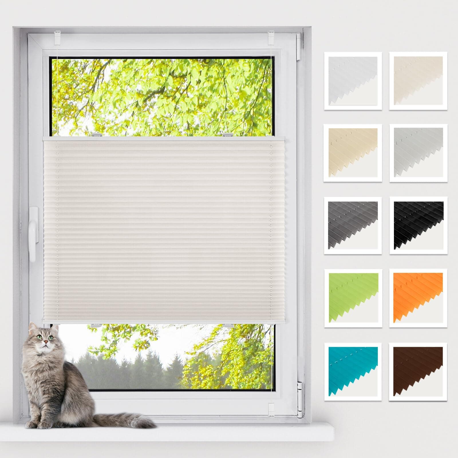 BelleMax Plissee ohne Bohren Klemmfix, Beige 90x100cm 😎🏡
