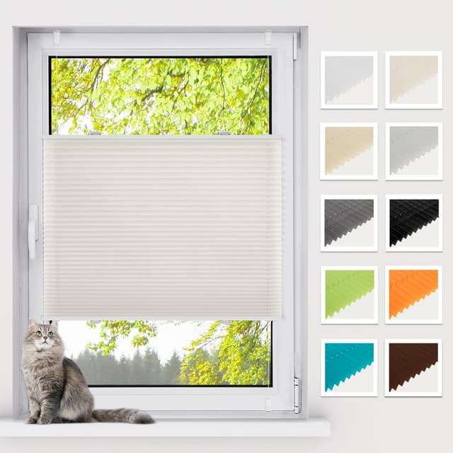 BelleMax Plissee ohne Bohren Klemmfix, Beige 90x100cm 😎🏡