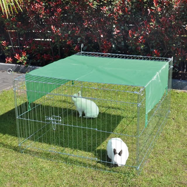 🐰🌞 Zooprinz Wetterfestes Freilaufgehege mit festem Dach und Sonnenschutz - Ideal für Deine Kleintiere draußen
