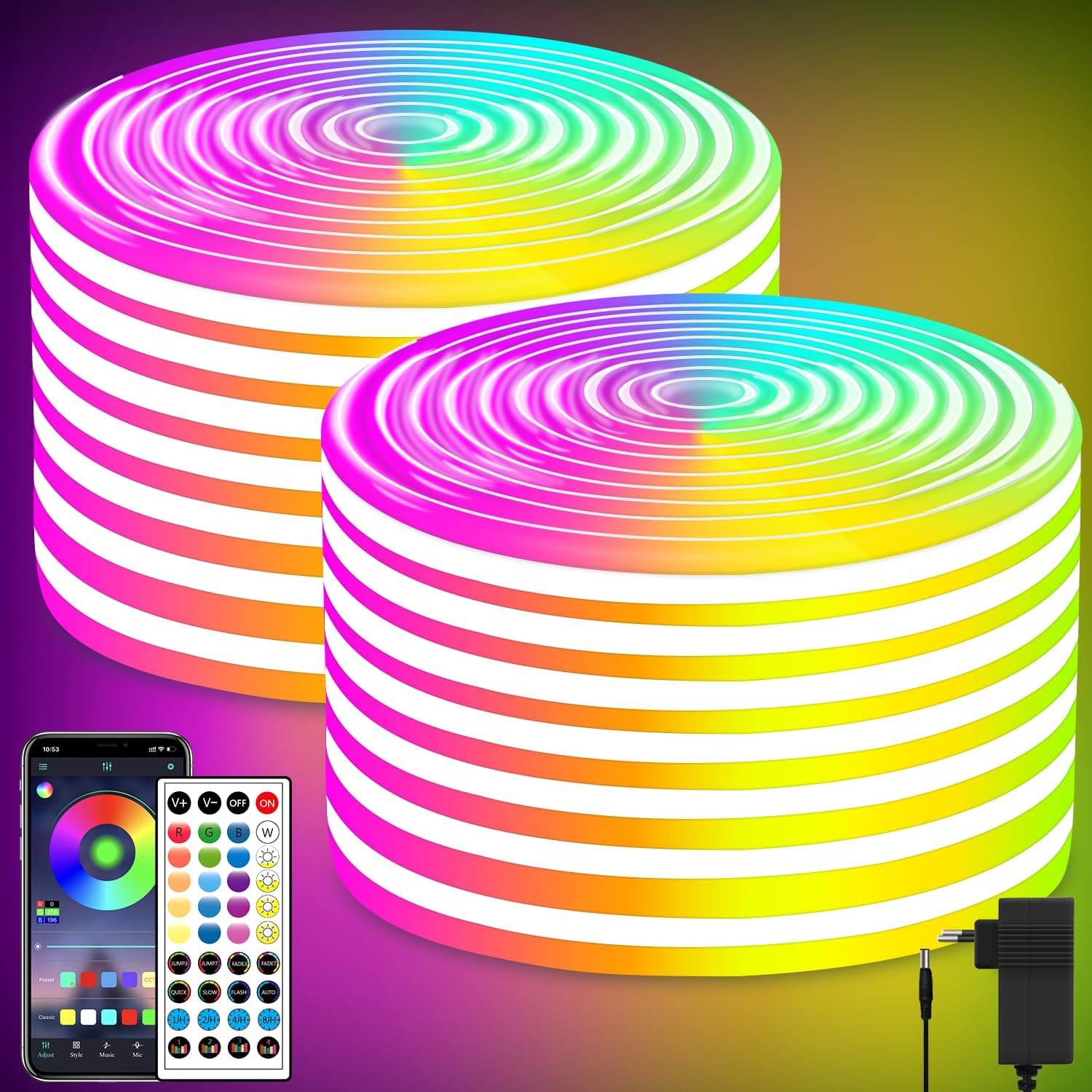 Angebot: LED Neon Licht Streifen 30M, RGB, Wasserdicht, Fernbedienung