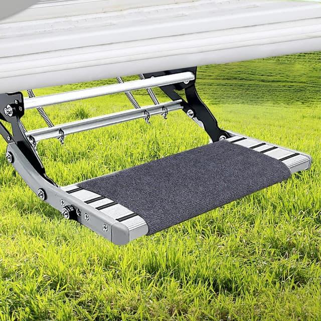 🚐🏕️ Wohnmobil Trittstufen Fußmatte - Federdesign - Grau - Rutschfest