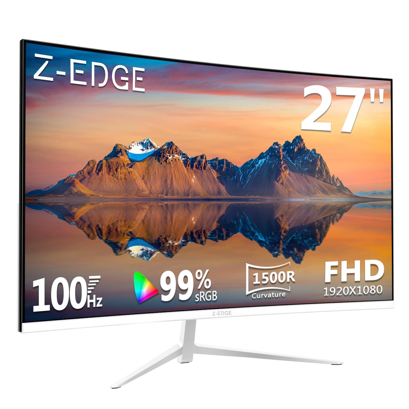 🖥️ Z-Edge 27 Zoll Curved Monitor 100Hz Full HD 1080P VA Panel - Weiß 27 Zoll 100Hz Weiß