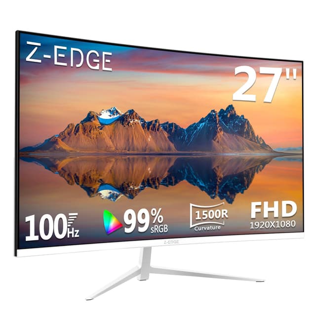 🖥️ Z-Edge 27 Zoll Curved Monitor 100Hz Full HD 1080P VA Panel - Weiß 27 Zoll 100Hz Weiß