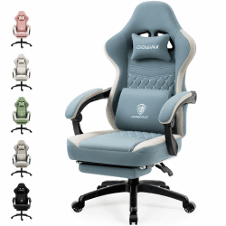 Dowinx Gaming Stuhl mit Massage und Fußstütze in Blau-Weiß 😍