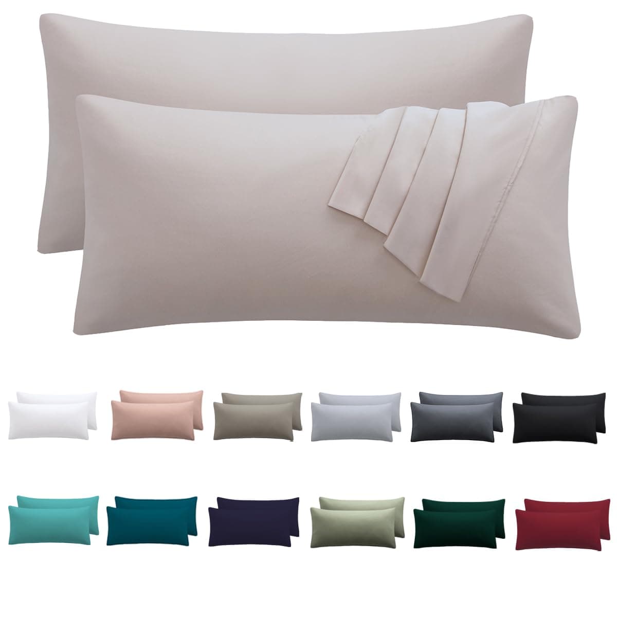Nesture Kissenbezug 40 x 80 2er Set - Beige 100% Mikrofaser mit Reißverschluss 😴🛌