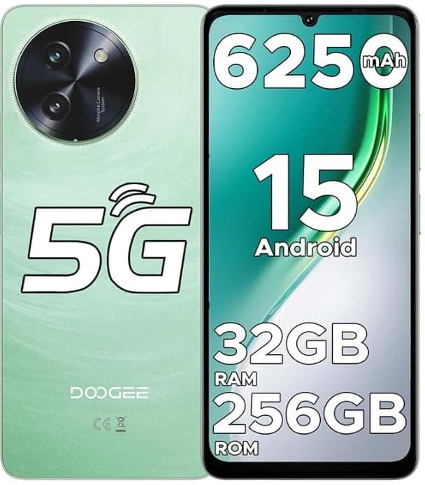 DOOGEE Note 59 Pro 5G Smartphone ohne Vertrag - 32 GB RAM + 256 GB ROM + 2 TB TF - 6250mAh Akku - 6,75 Zoll HD - 16 MP AI Kamera 📱