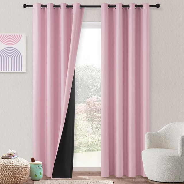 MRTREES Blickdichter Vorhang mit Ösen 100% Verdunkelung ⭐ 2er Set Rosa
