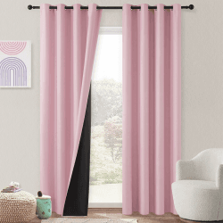 MRTREES Blickdichter Vorhang mit Ösen 100% Verdunkelung ⭐ 2er Set Rosa