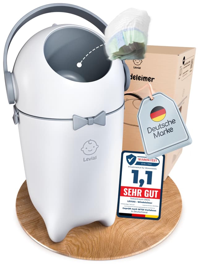 Levias® Windeleimer Baby Mülleimer Geruchsdicht | Windelmülleimer 10L Volumen Weiß 👶👃💨