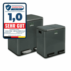 🗑️ Floordirekt Mülleimer Felix - Abfalleimer mit Schließdämpfer - optimale Mülltrennung - herausnehmbare Behälter mit Henkel (2 x 30 Liter, Anthrazit) Angebot