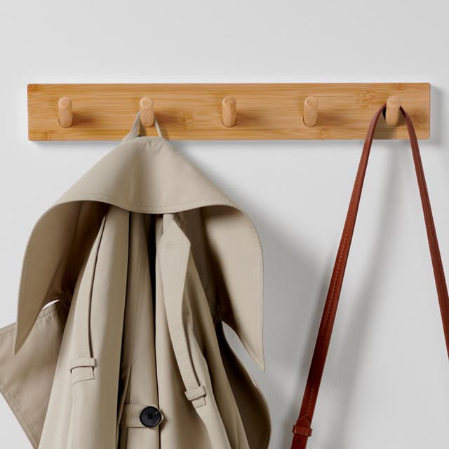 LARHN Garderobenhaken Holz - Garderobenleiste Holz mit 5 Haken  🧥🧥🧥