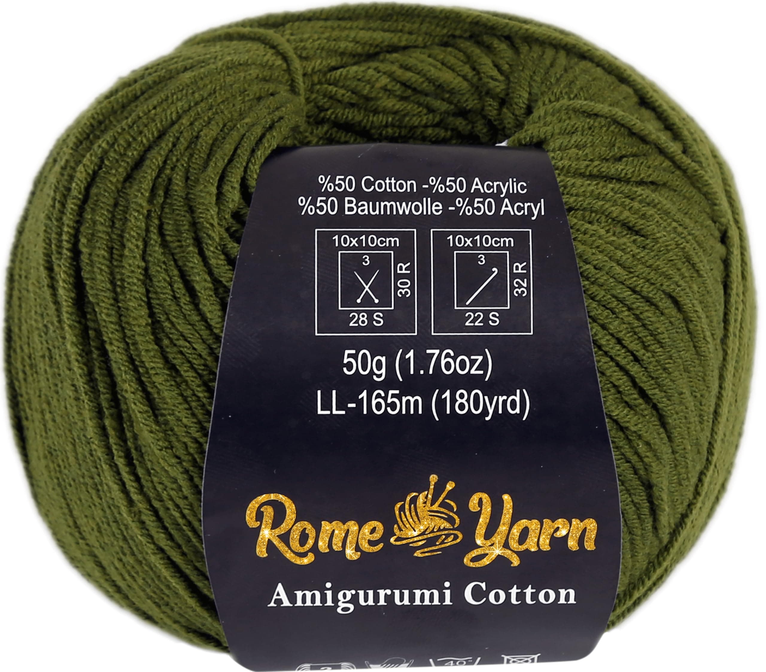Rome Yarn Amigurumi Cotton Garn | Fein Wolle | 50g | 50% Baumwolle, 50% Acryl