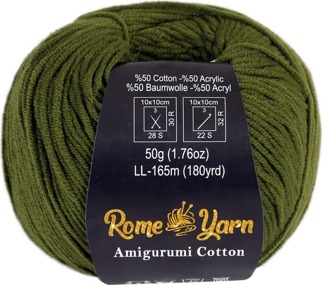 Rome Yarn Amigurumi Cotton Garn | Fein Wolle | 50g | 50% Baumwolle, 50% Acryl