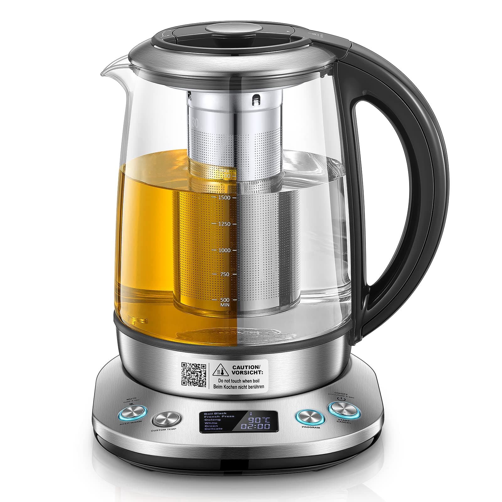 FOHERE 2200W Wasserkocher Glas - Präzise Temperaturregelung und 2 Stunden Warmhaltefunktion 🍵