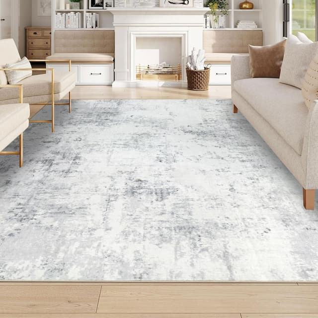 Homcomodar Teppich Wohnzimmer 200x290cm Großer Abstrakte Teppich Waschbar Moderne Teppiche Schlafzimmer Weiche Kurzflor Teppiche für Esszimmer Kinderzimmer(Grau)