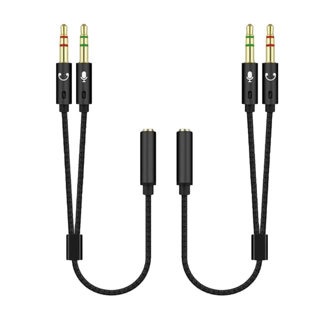 🎧 Leloco 2 Stück Y Audio Splitter Kabel | 3,5 mm Headset Adapter | 1 auf 2 Klinke | Nylon Geflochten