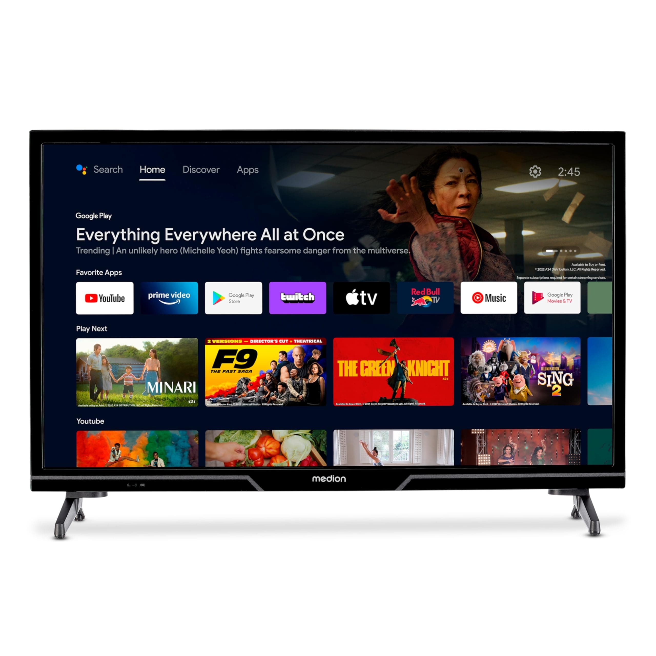 📺 MEDION 59,8 cm (24 Zoll) HD Fernseher 🌟 Android TV, Smart TV, HDR, Prime Video, PVR, Bluetooth, MD 824100 - Angebot 2025