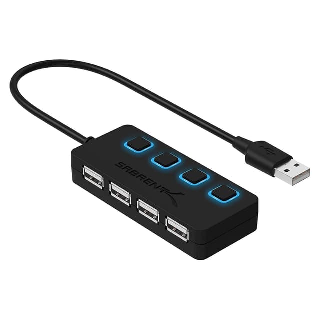🔌🌟 SABRENT USB Hub, USB Adapter 2.0, USB Verlängerung mit EIN/AUS Schaltern 4-Port - DEAL
