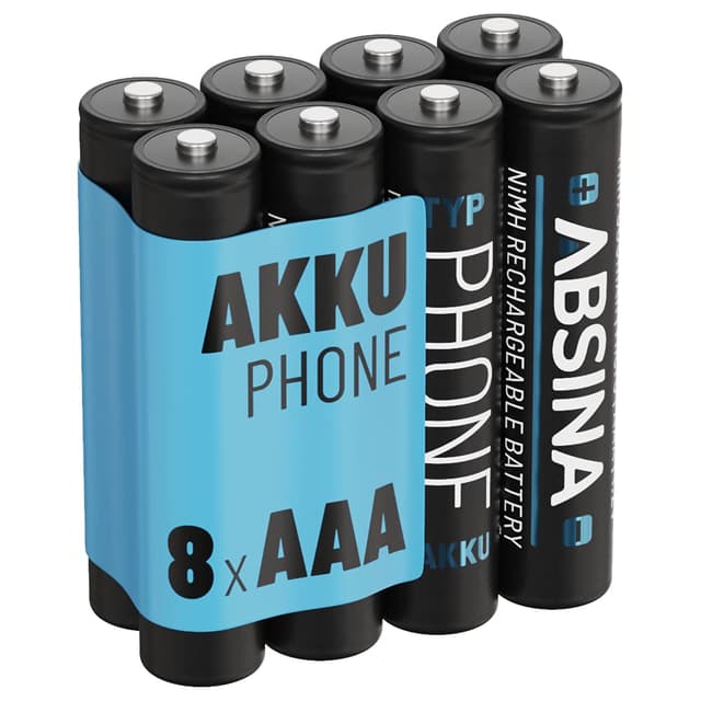 🔋📞 ABSINA 8X NiMH Akkus für Gigaset Telefon Mobilteil | 8er Pack